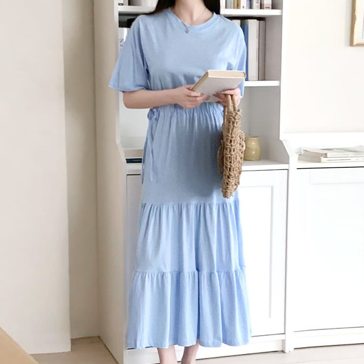 サックス | 【17521】ティアードロングワンピース	 | SneepDip