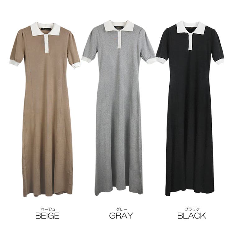 【17524】バイカラーニットポロワンピース	 | SneepDip | 詳細画像12 