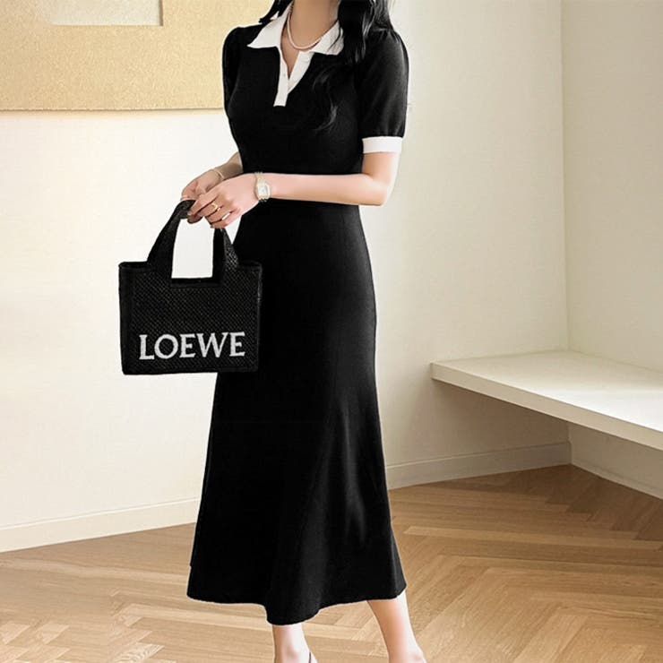 【17524】バイカラーニットポロワンピース	 | SneepDip | 詳細画像5 