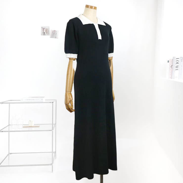 【17524】バイカラーニットポロワンピース	 | SneepDip | 詳細画像6 