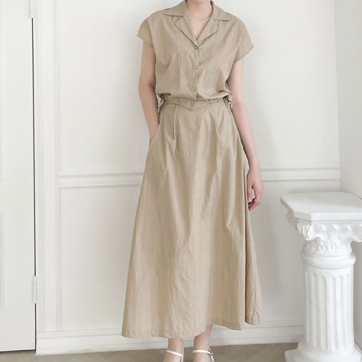 ベージュ | 【17525】開襟ブラウス&スカートSET | SneepDip