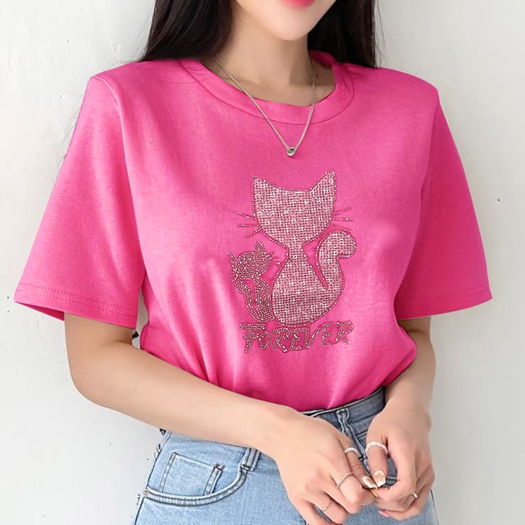 【17530】ラインストーンキャットTシャツ	 | SneepDip | 詳細画像5 