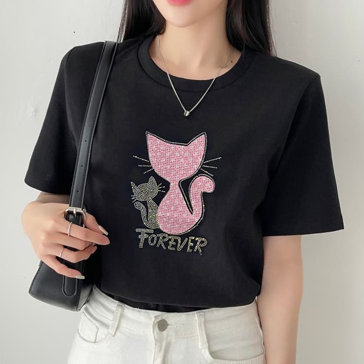 【17530】ラインストーンキャットTシャツ	 | SneepDip | 詳細画像6 