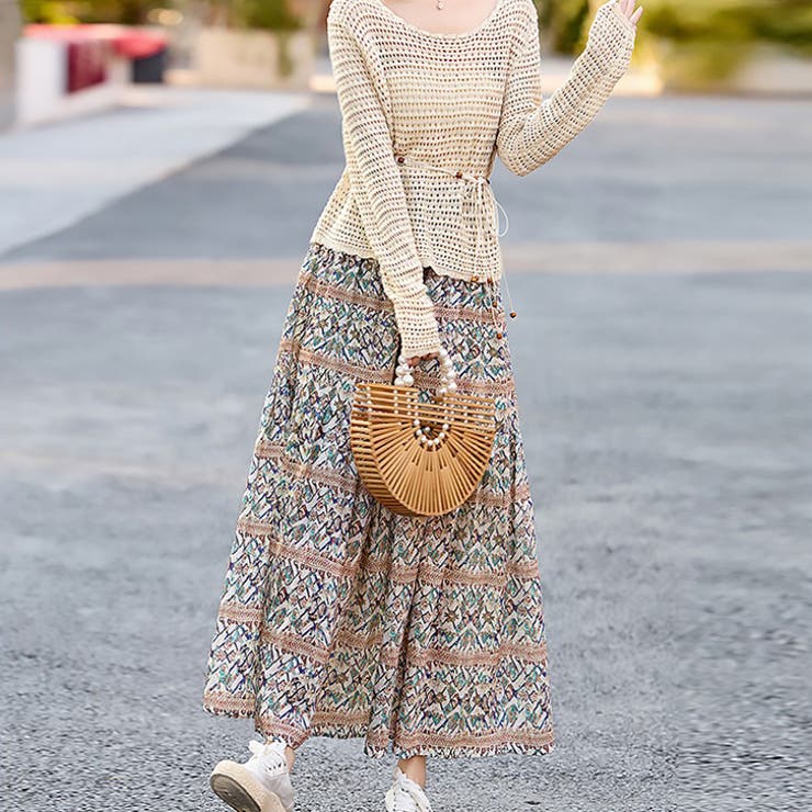 ベージュ | 【17538】ニュアンスロングスカート 	 | SneepDip