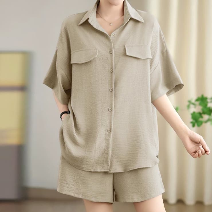 ベージュ | 【17541】ルーズシャツ＆ショートパンツ	 | SneepDip