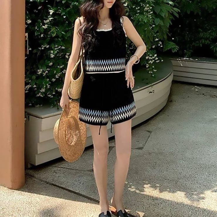 ブラック | 【17545】ボヘミアンタンク＆ショートパンツ	 | SneepDip