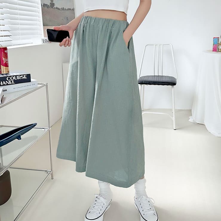 サックス | 【17548】ワイドガウチョパンツ	 | SneepDip