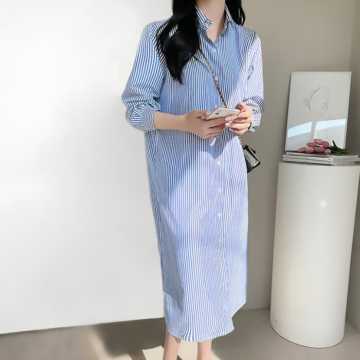 【17560】ストライプシャツワンピース	 | SneepDip | 詳細画像4 