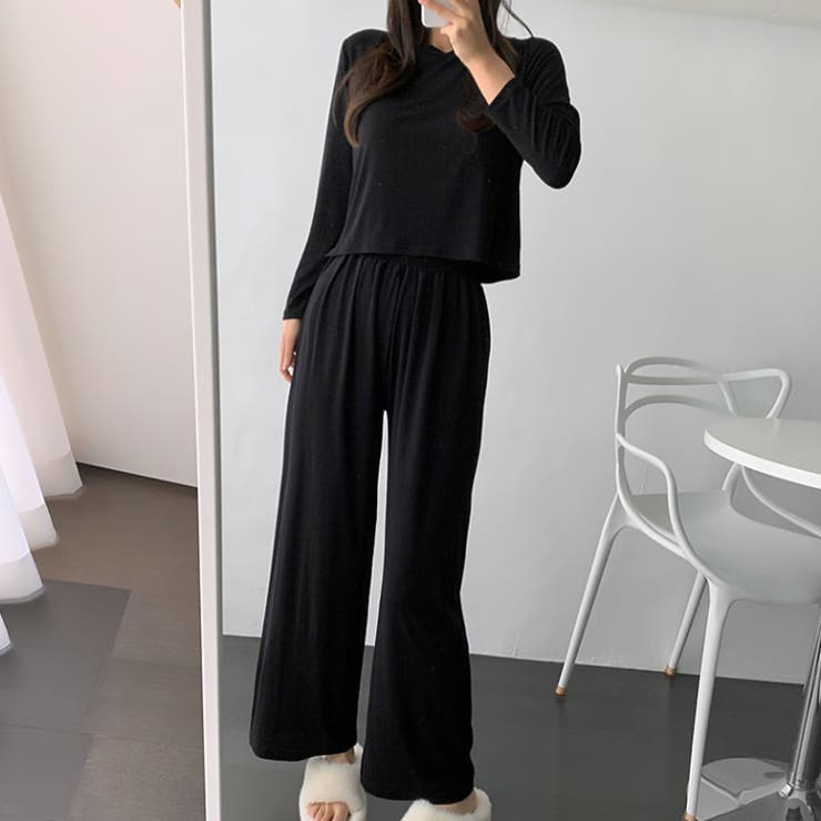 ブラック | 【17563】カットソー＆パンツSET	 | SneepDip