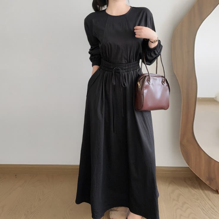 ブラック | 【17564】セット風シンプルワンピース	 | SneepDip