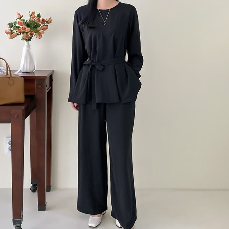 ブラック | 【17567】長袖ブラウス&パンツSET | SneepDip