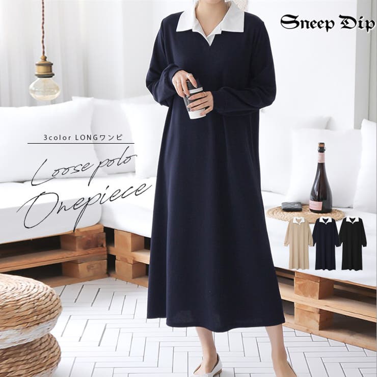 【17568】バイカラーポロシャツワンピース	 | SneepDip | 詳細画像1 