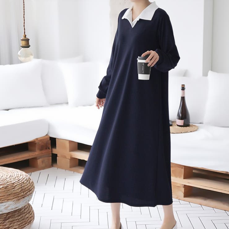 【17568】バイカラーポロシャツワンピース	 | SneepDip | 詳細画像3 