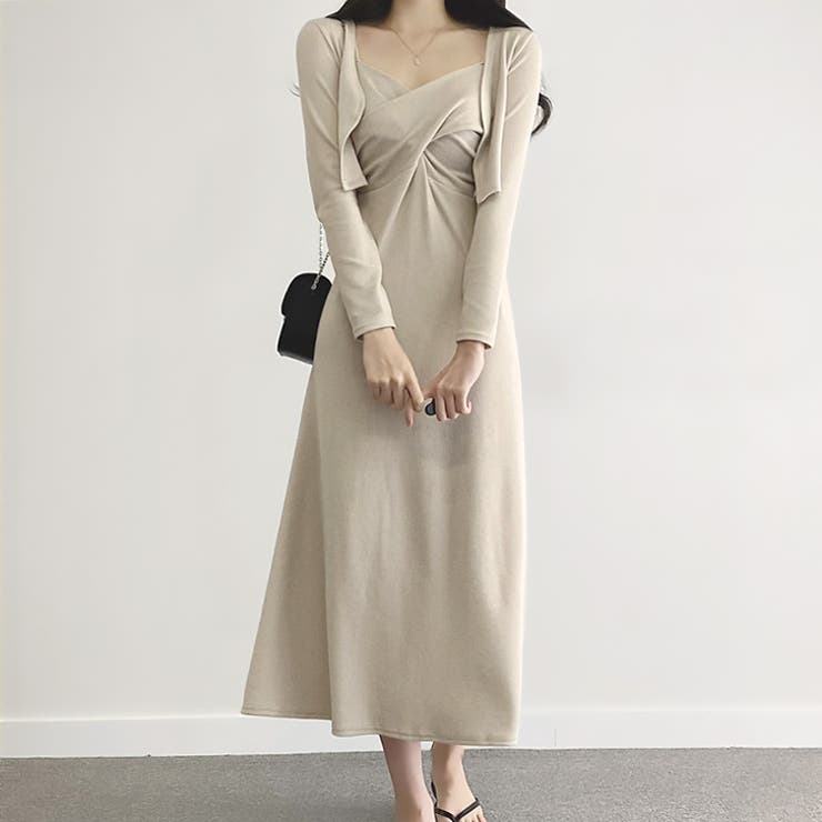 ベージュ | 【17573】カーデ＆ツイストキャミワンピース	 | SneepDip