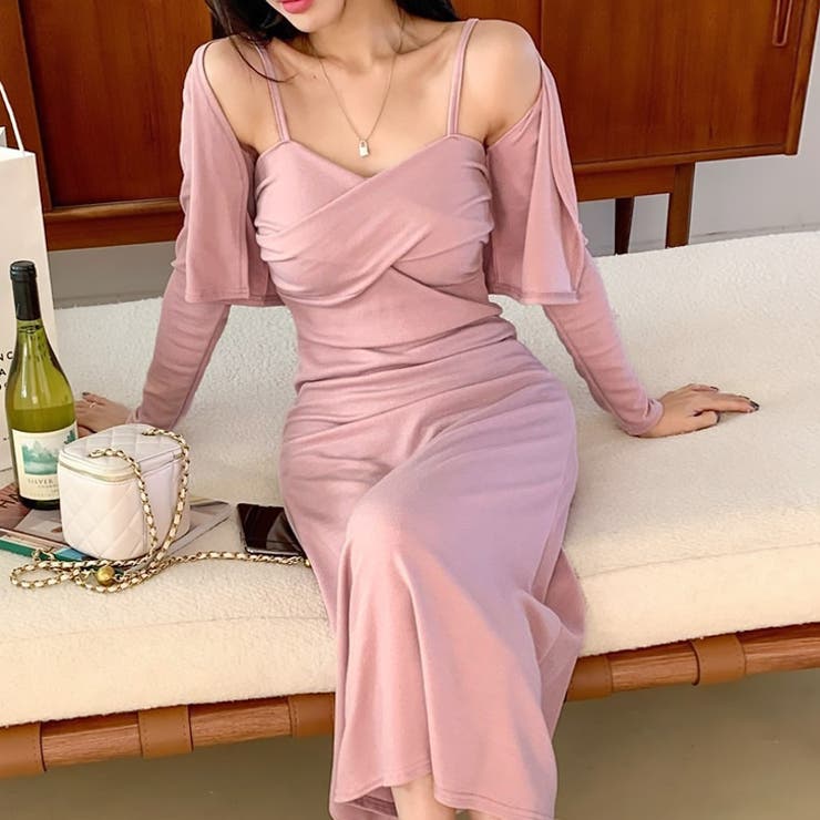 ピンク | 【17573】カーデ＆ツイストキャミワンピース	 | SneepDip