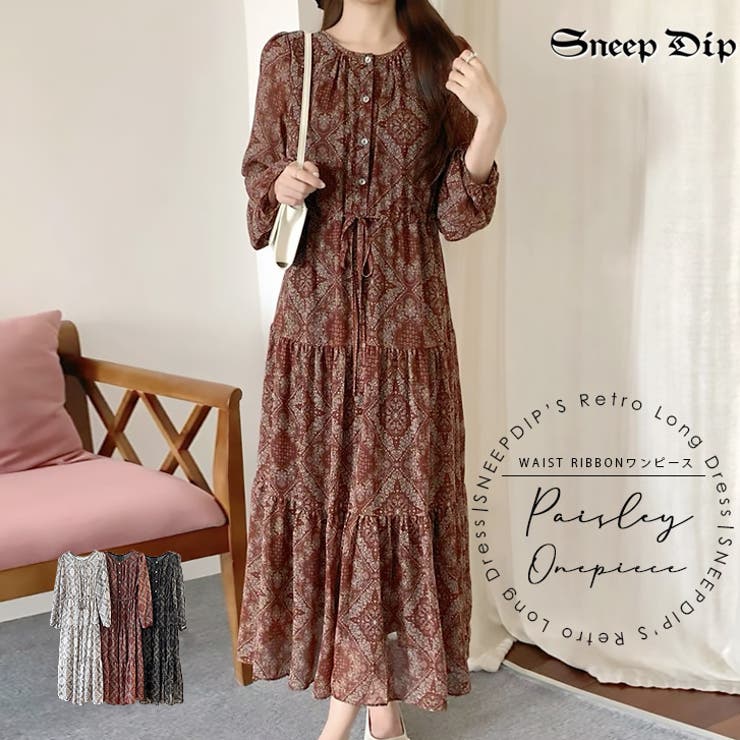 【17577】レトロペイズリーロングワンピース	 | SneepDip | 詳細画像1 