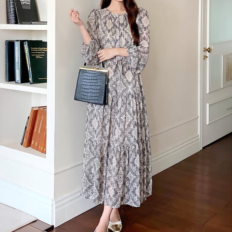 ベージュ | 【17577】レトロペイズリーロングワンピース	 | SneepDip