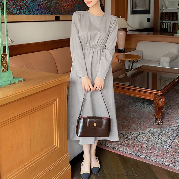 グレー | 【17579】バックボタンきれいめワンピース	 | SneepDip