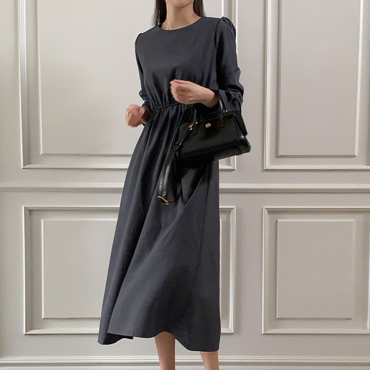 チャコールグレー | 【17579】バックボタンきれいめワンピース	 | SneepDip