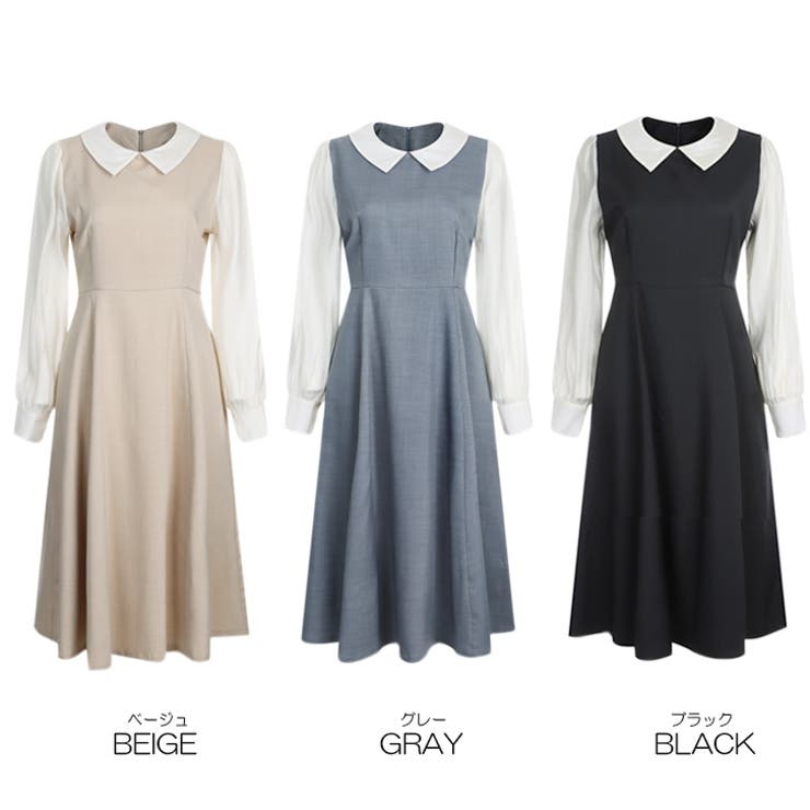 新品未使用タグ付★CIVIDINI★バイカラー★フレア★ロングワンピース レイヤード風バイカラーロングワンピース[品番：ABIW0009096