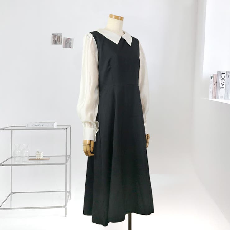 17580】バイカラーロングワンピース [品番：ASHW0001764]｜SneepDip