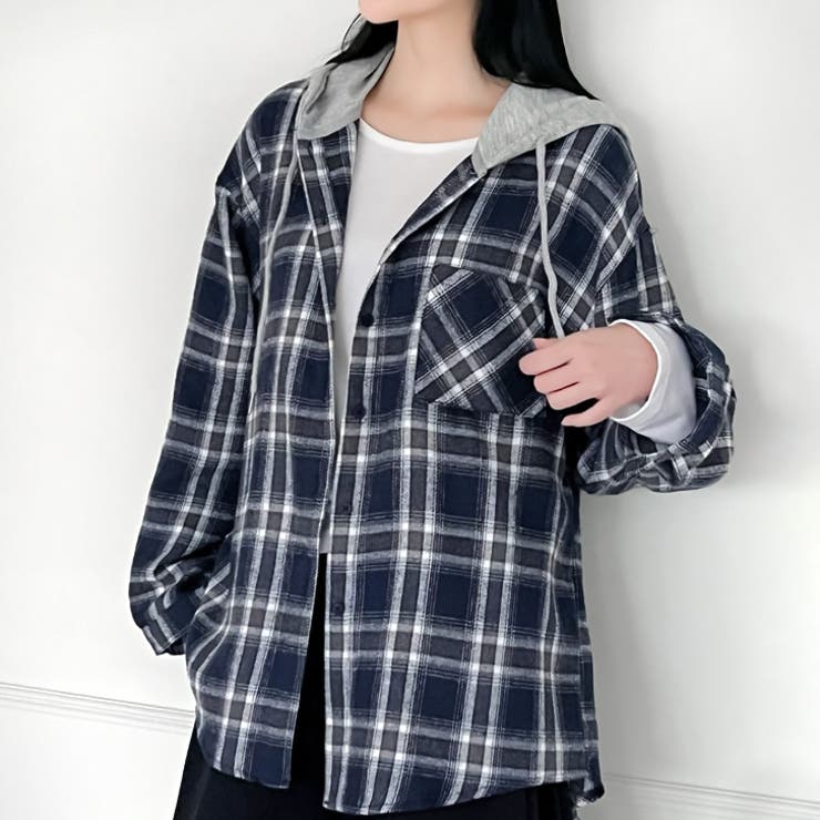 【17583】チェックフードシャツ	 | SneepDip | 詳細画像3 