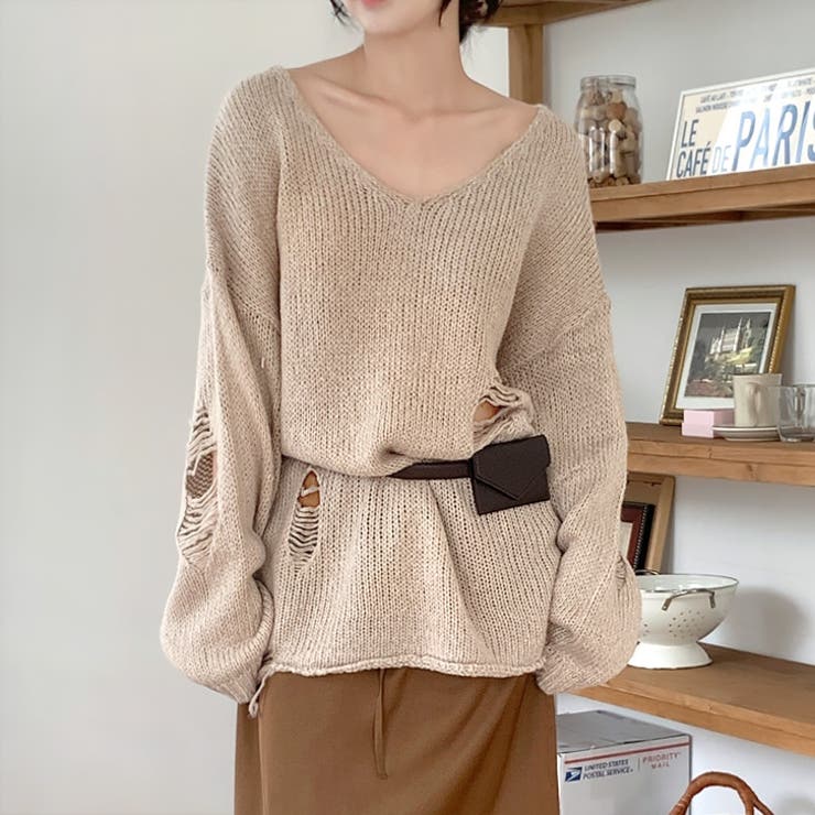 【17592】ダメージルーズフィットニット	 | SneepDip | 詳細画像2 