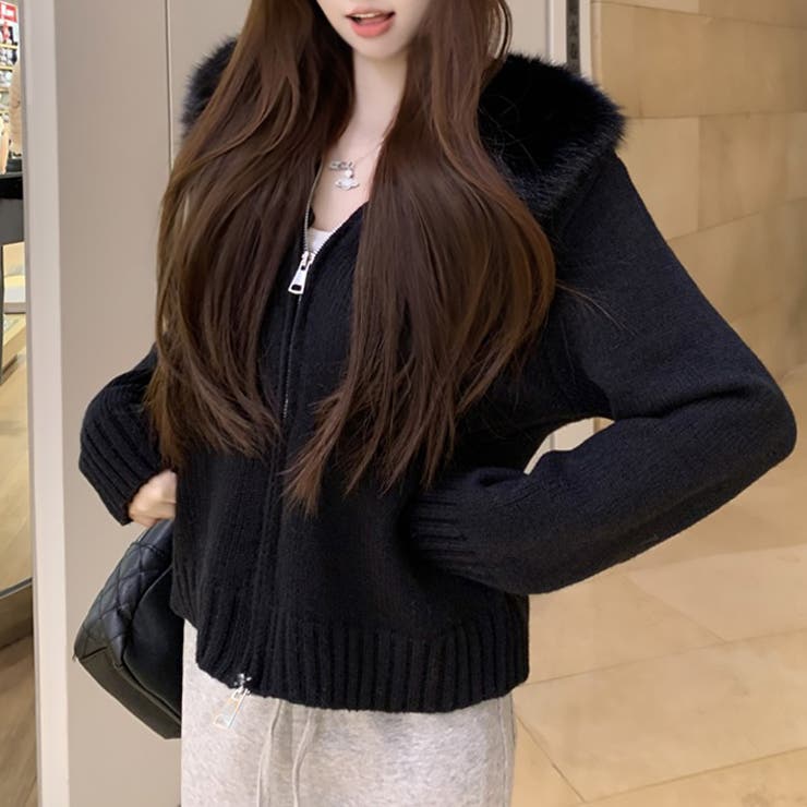 ブラック | 【17593】ファーニットZIPフーディー	 | SneepDip