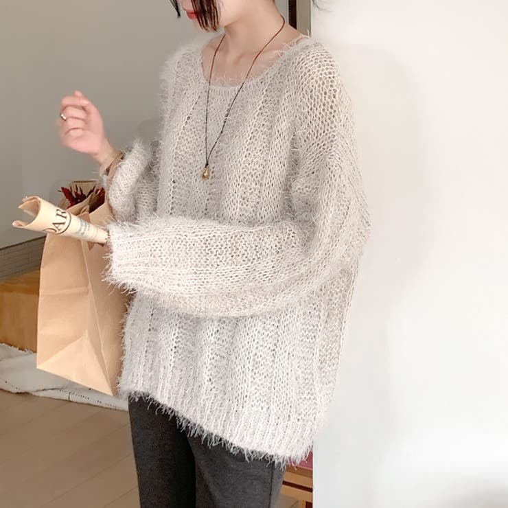 ベージュ | 【17595】シャギーニット	 | SneepDip