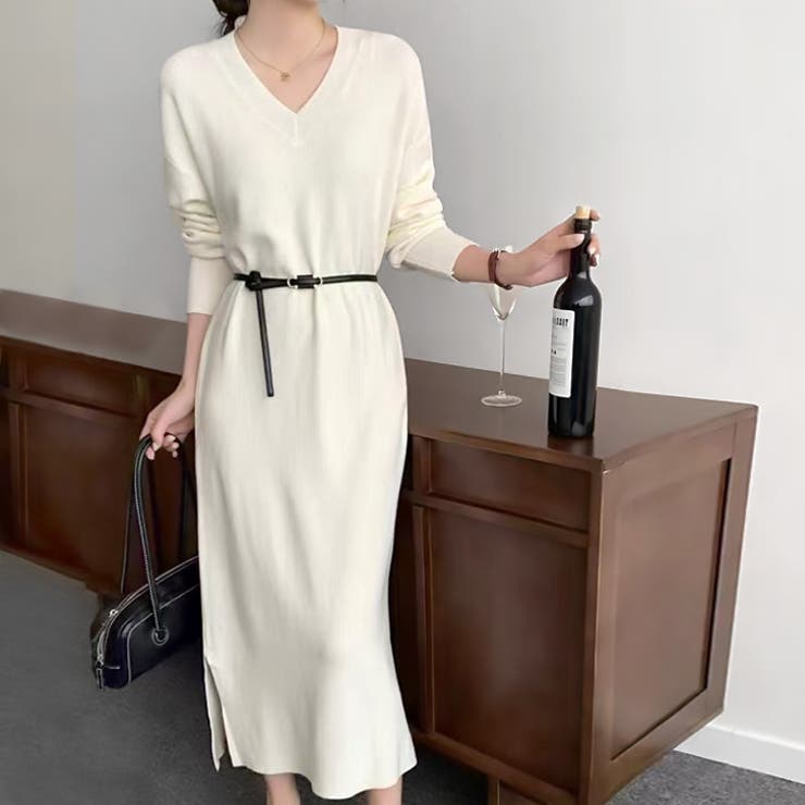 【17600】ベルト付きニットワンピース	 | SneepDip | 詳細画像2 