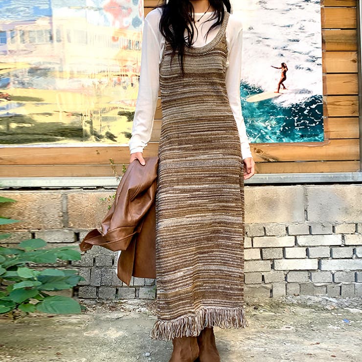 【17601】マルチカラーニットキャミロングワンピース | SneepDip | 詳細画像2 