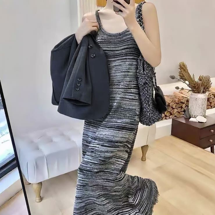 【17601】マルチカラーニットキャミロングワンピース | SneepDip | 詳細画像5 