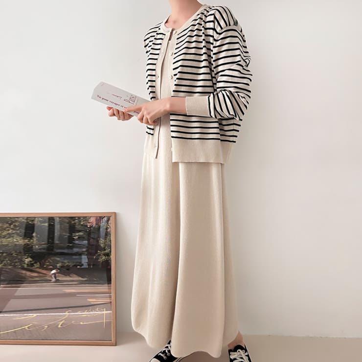 【17607】ボーダーカーデ＆ワンピース	 | SneepDip | 詳細画像2 