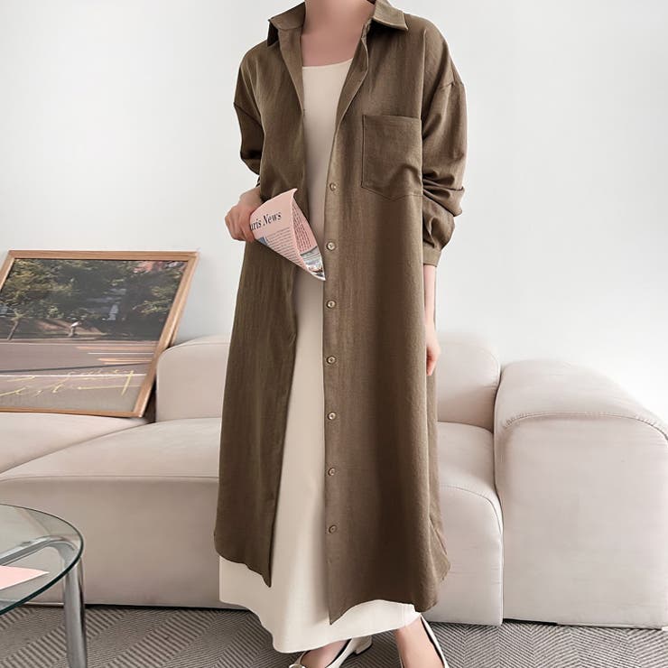 ベージュ | 【17609】ロングシャツワンピース	 | SneepDip