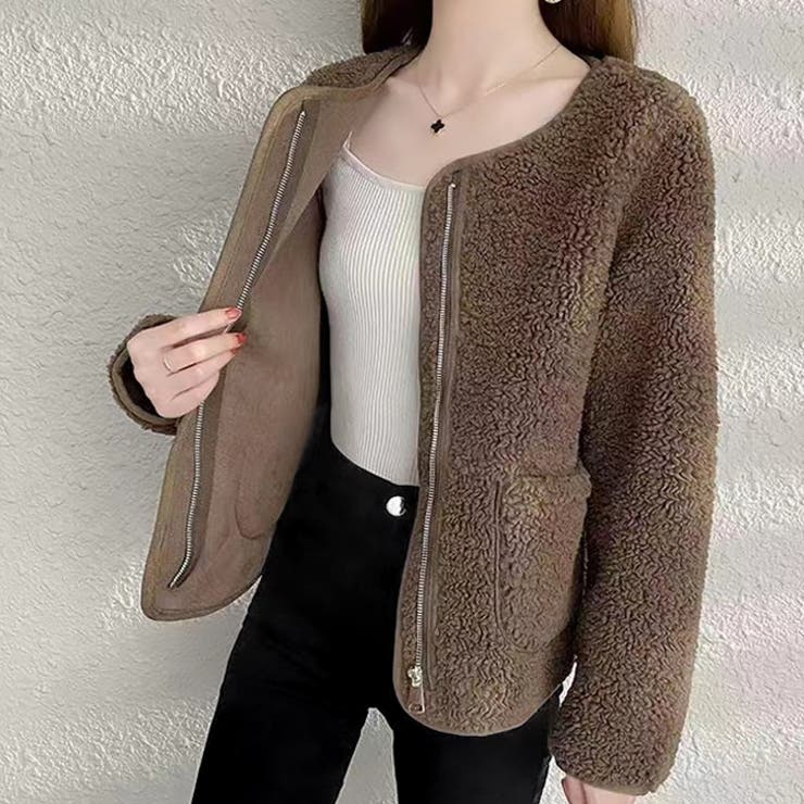 ベージュ | 【17611】ボアブルゾン	 | SneepDip