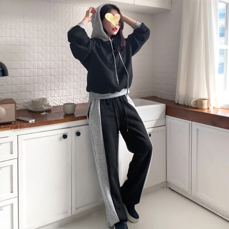 ブラック | 【17612】バイカラースウェットセット	 | SneepDip