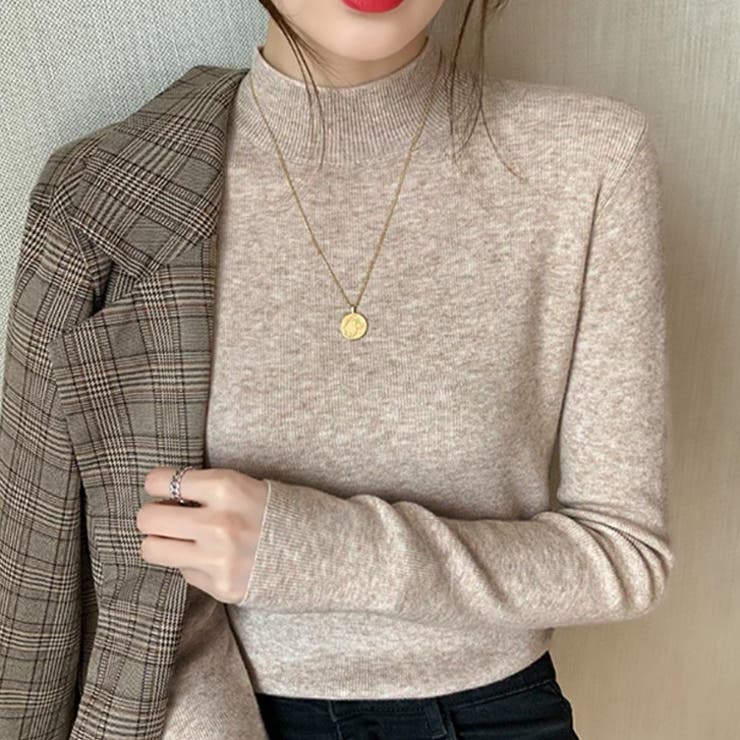 ベージュ | 【17614】セミタートルニット	 | SneepDip