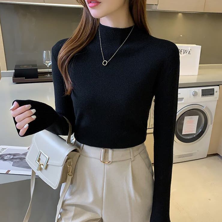 ブラック | 【17614】セミタートルニット	 | SneepDip