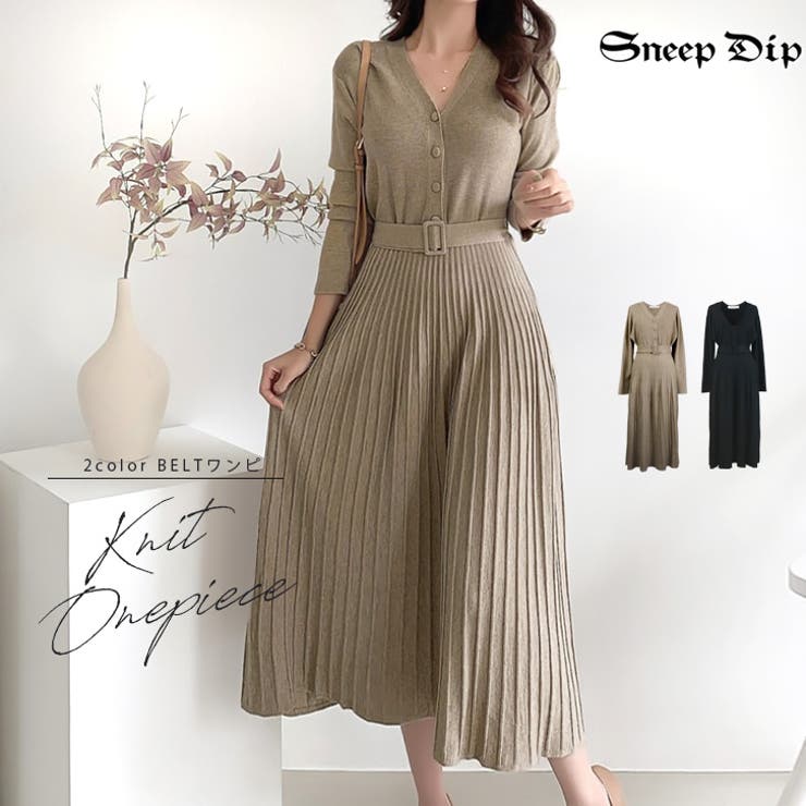 【17618】プリーツニットワンピース	 | SneepDip | 詳細画像1 