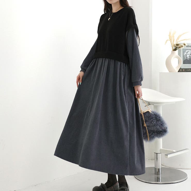 【17623】バイカラードッキングワンピース	 | SneepDip | 詳細画像3 