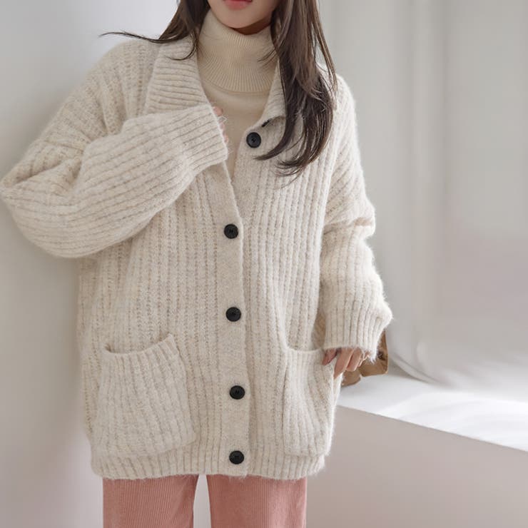 ベージュ | 【17626】ルーズフィットボタンカーディガン	 | SneepDip