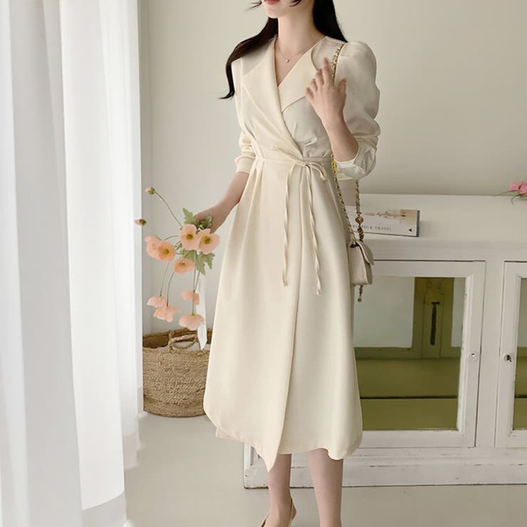 アイボリー | 【17629】ジャケットロングワンピース 	 | SneepDip