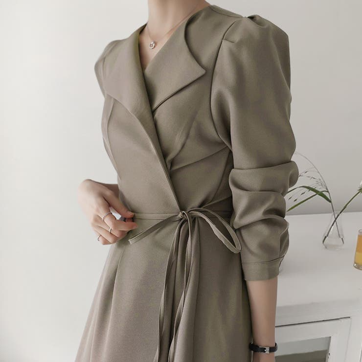 ベージュ | 【17629】ジャケットロングワンピース 	 | SneepDip