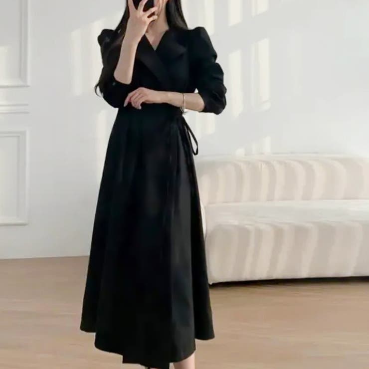 ブラック | 【17629】ジャケットロングワンピース 	 | SneepDip