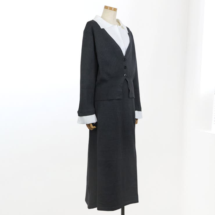 【17631】ドッキングニットデザインカーデ＆スカート	 | SneepDip | 詳細画像6 