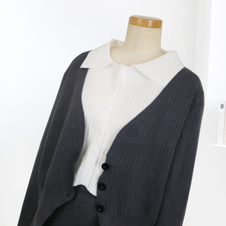 【17631】ドッキングニットデザインカーデ＆スカート	 | SneepDip | 詳細画像7 