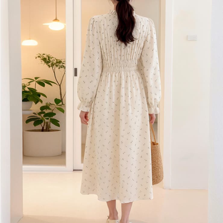 【17635】シャーリングフラワーワンピース	 | SneepDip | 詳細画像3 