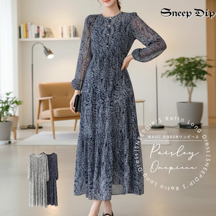 【17636】モダンペイズリーロングワンピース	 | SneepDip | 詳細画像1 