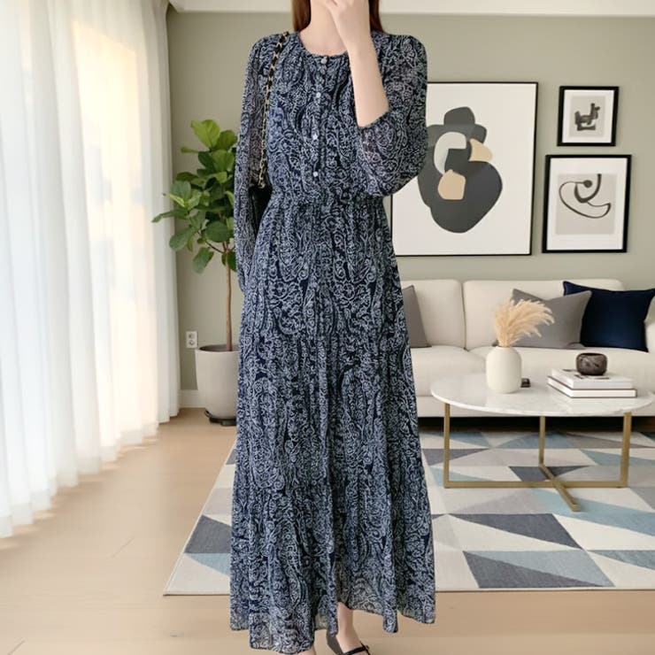 【17636】モダンペイズリーロングワンピース	 | SneepDip | 詳細画像4 