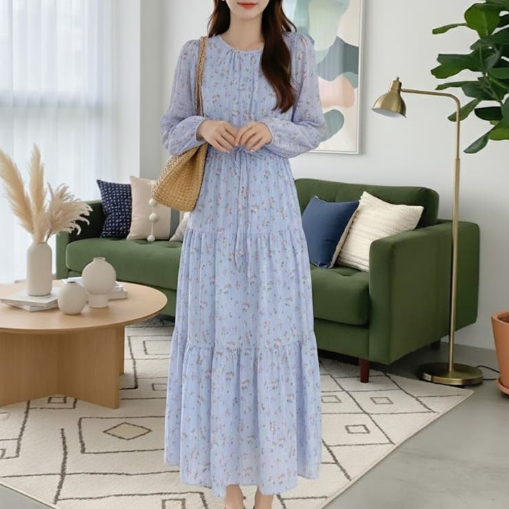 サックス | 【17637】レトロフラワーワンピース | SneepDip